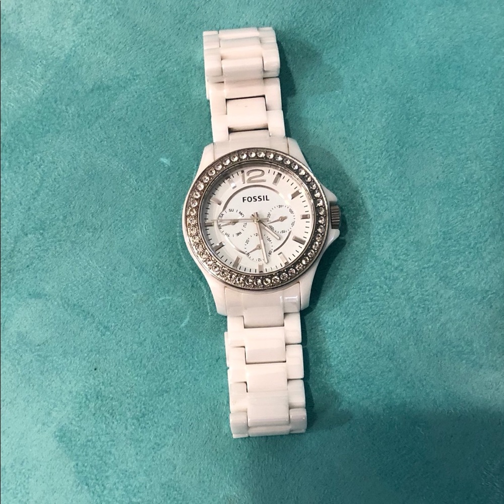 White Fossil watch
